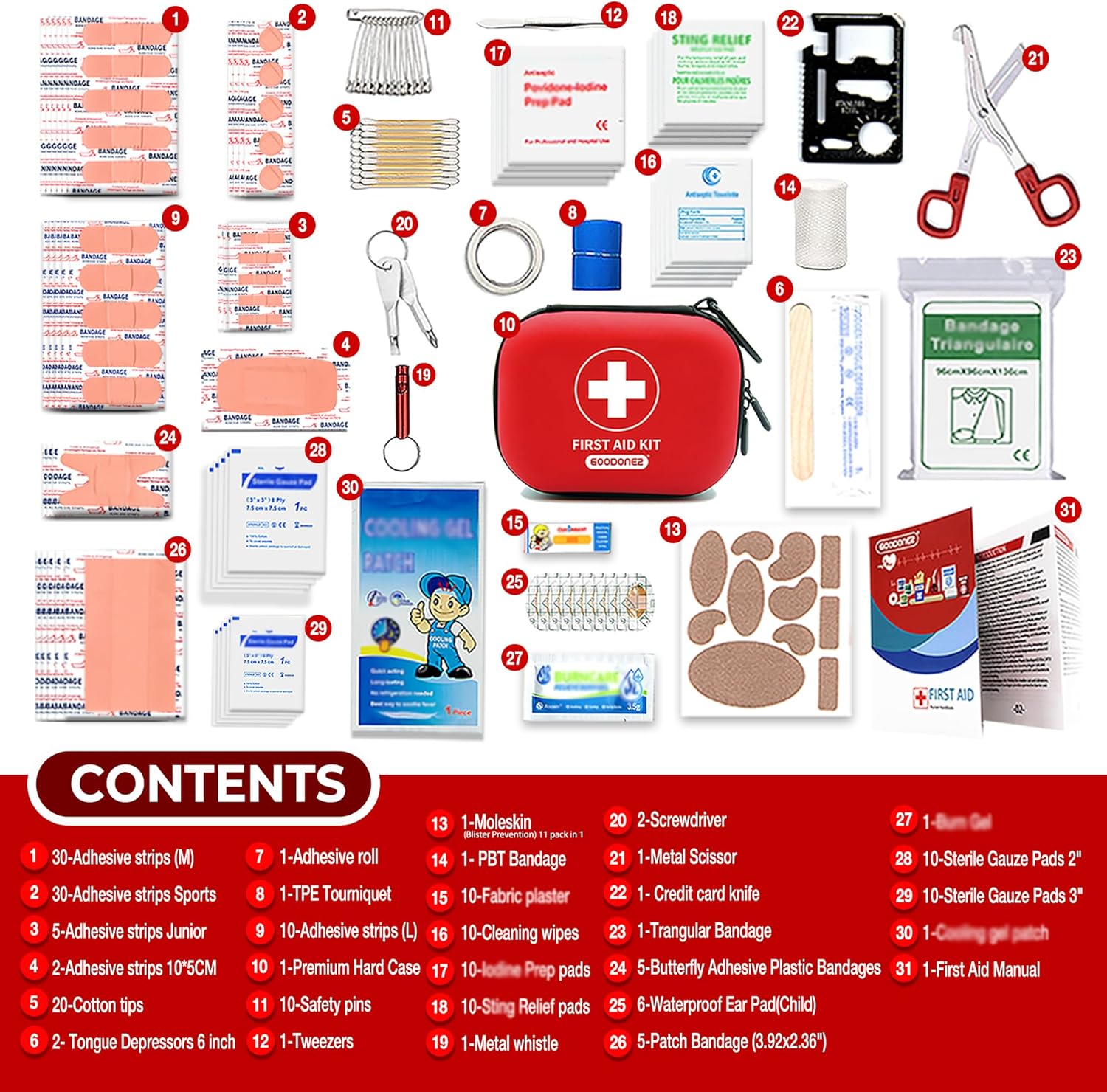 200 Pcs First Aid Kit + Survival kit for Treatment