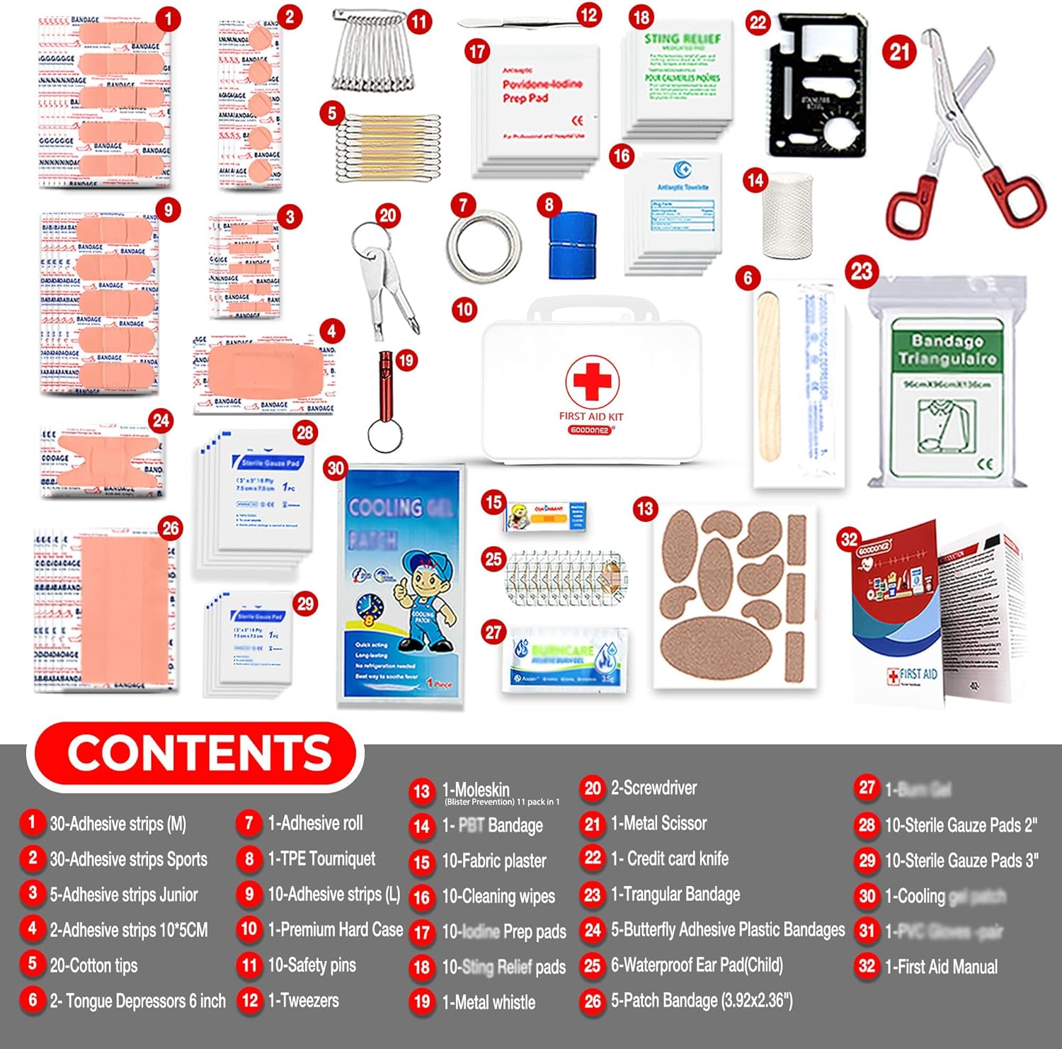 GOODONE2 200 Pcs First Aid Kit + Survival kit for Treatment (200-White)