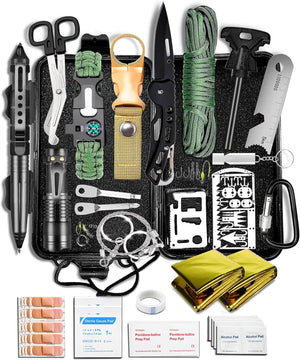 A compact and durable first aid kit designed for hiking and outdoor adventures. It includes essential medical supplies like bandages, antiseptic wipes, and a variety of tools for treating injuries in remote locations. The kit is lightweight, portable, and perfect for emergency situations on the trail.